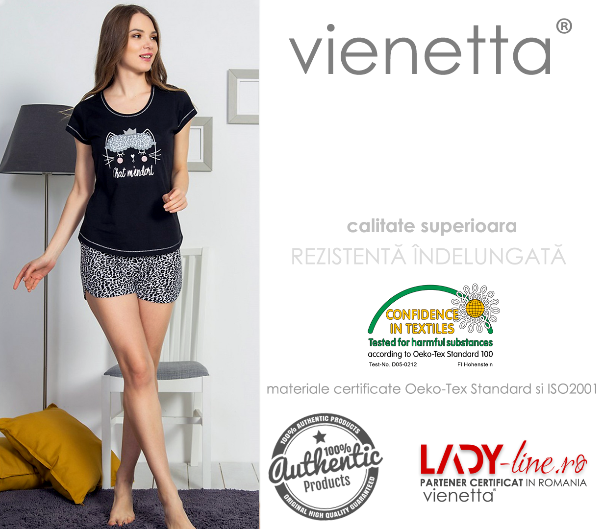 Pijamale Vienetta Dama, 'Chat M'endort'
